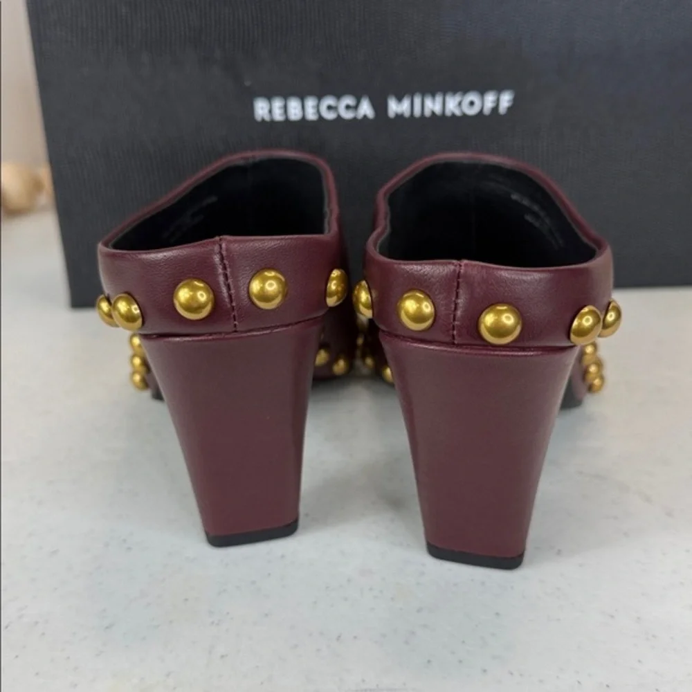 Rebecca Minkoff Milan Studded Mule Color Port/ Burgundy Sz‎ 7.5